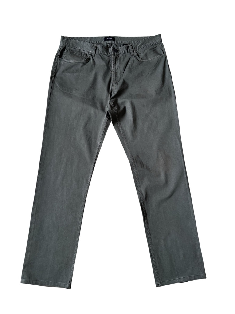 Theory Men's Olive Chinos Haydin Jen Z Soft Sheen Size 34
